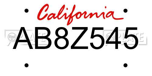 AB8Z545 California License Plate