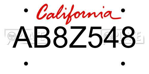 AB8Z548 California License Plate