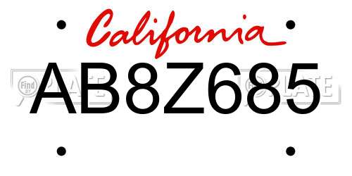 AB8Z685 California License Plate