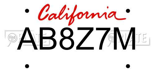 AB8Z7M California License Plate