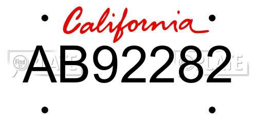 AB92282 California License Plate