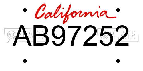 AB97252 California License Plate