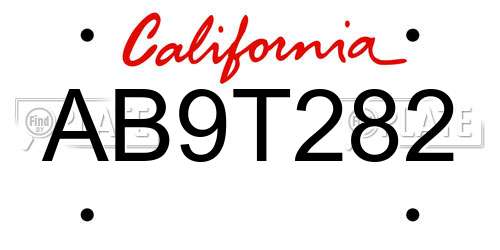 AB9T282 California License Plate