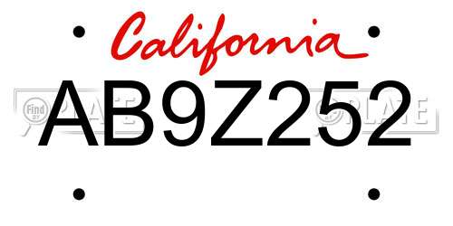AB9Z252 California License Plate