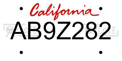 AB9Z282 California License Plate