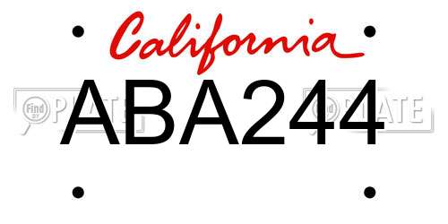 ABA244 California License Plate
