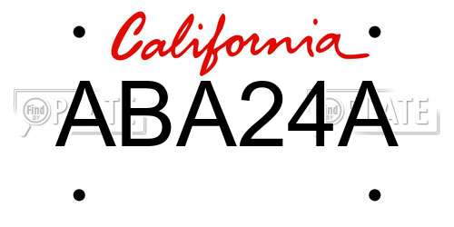 ABA24A California License Plate