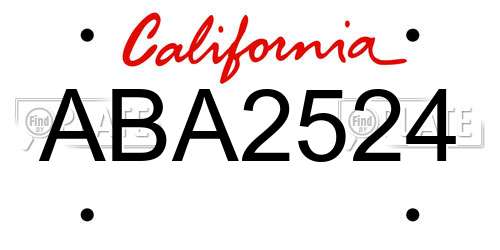ABA2524 California License Plate