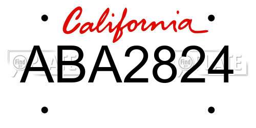ABA2824 California License Plate
