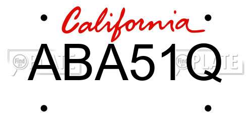 ABA51Q California License Plate