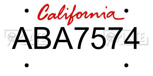 ABA7574 California License Plate