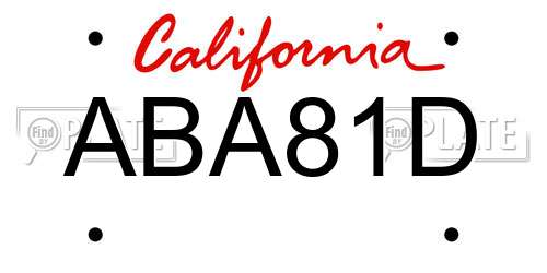 ABA81D California License Plate