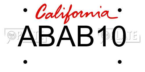 ABAB10 California License Plate