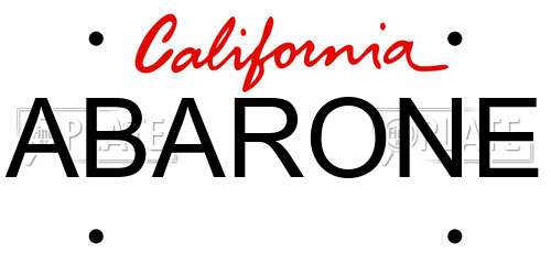 ABARONE California License Plate