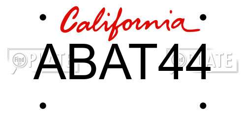 ABAT44 California License Plate