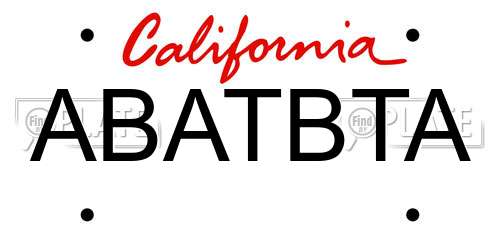 ABATBTA California License Plate