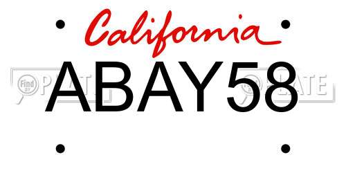 ABAY58 California License Plate