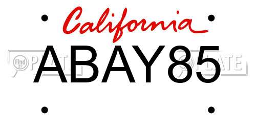 ABAY85 California License Plate