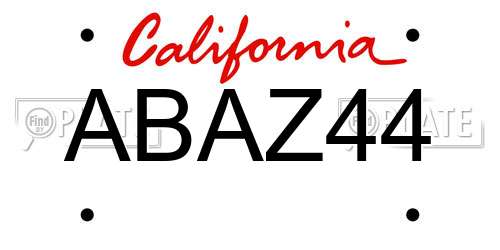 ABAZ44 California License Plate