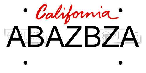 ABAZBZA California License Plate