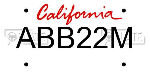 ABB22M California License Plate