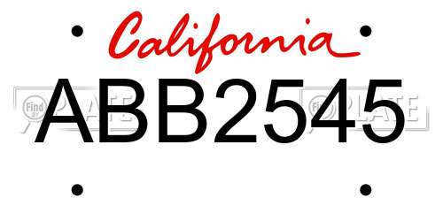 ABB2545 California License Plate