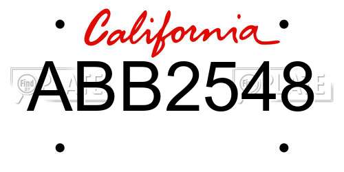 ABB2548 California License Plate