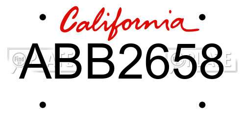 ABB2658 California License Plate