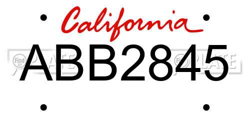 ABB2845 California License Plate