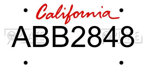 ABB2848 California License Plate