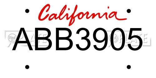 ABB3905 California License Plate