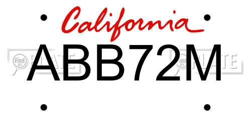 ABB72M California License Plate