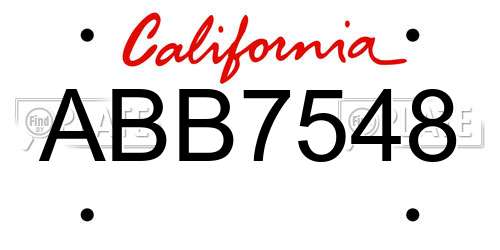 ABB7548 California License Plate