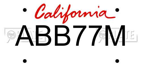 ABB77M California License Plate