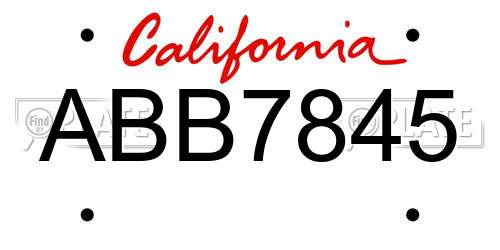 ABB7845 California License Plate