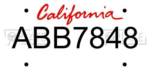 ABB7848 California License Plate
