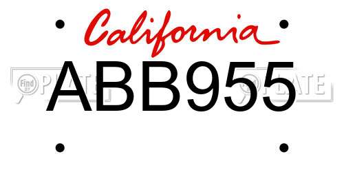 ABB955 California License Plate