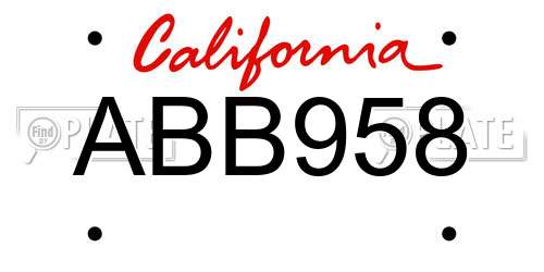 ABB958 California License Plate
