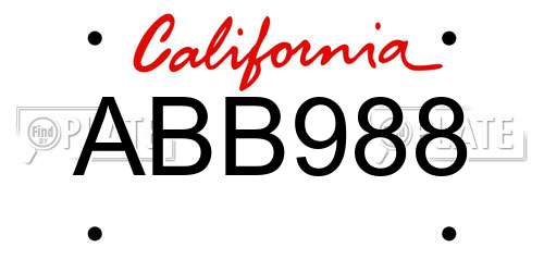 ABB988 California License Plate