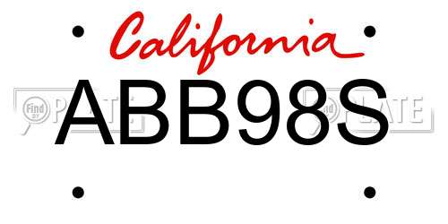 ABB98S California License Plate