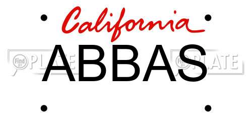 ABBAS California License Plate
