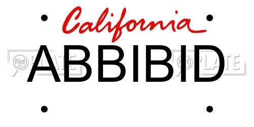ABBIBID California License Plate