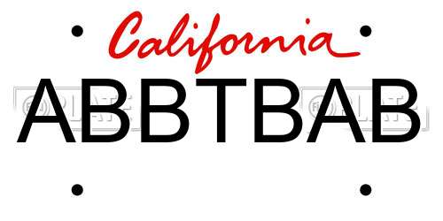 ABBTBAB California License Plate