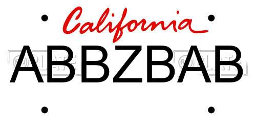 ABBZBAB California License Plate
