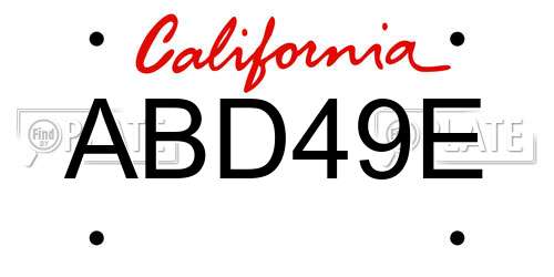 ABD49E California License Plate