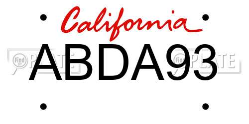 ABDA93 California License Plate