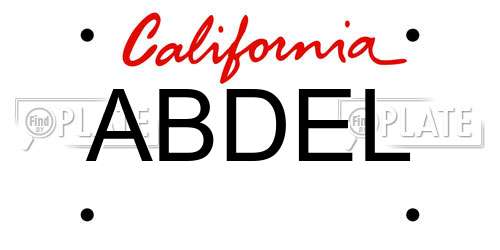 ABDEL California License Plate