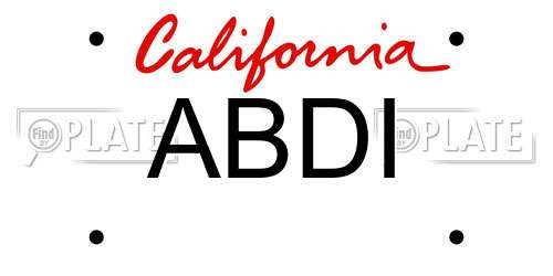 ABDI California License Plate