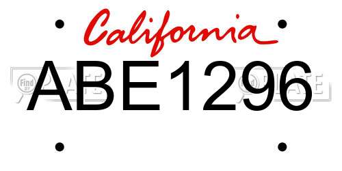 ABE1296 California License Plate