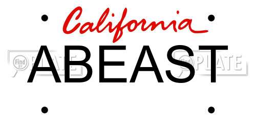 ABEAST California License Plate